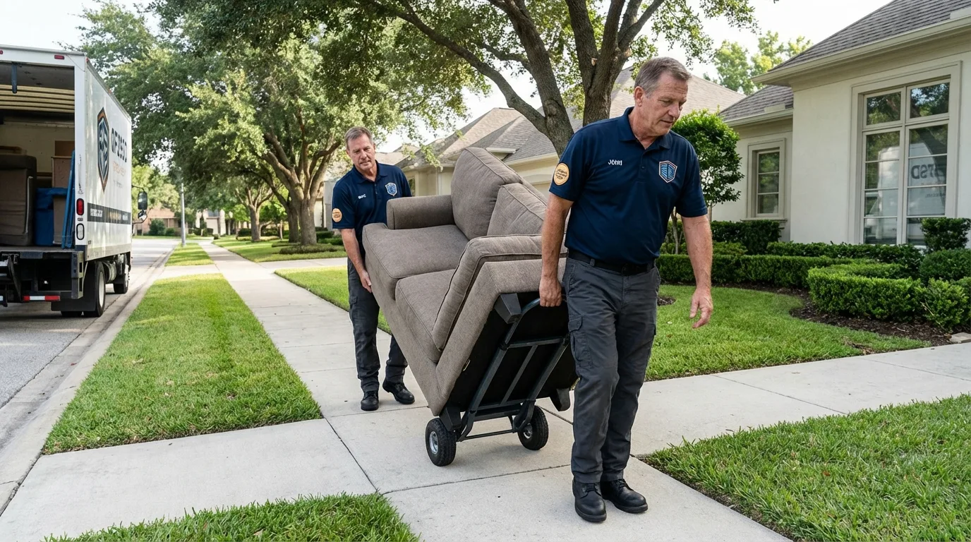 Local residential moving crew loading furniture in Tehachapi, CA